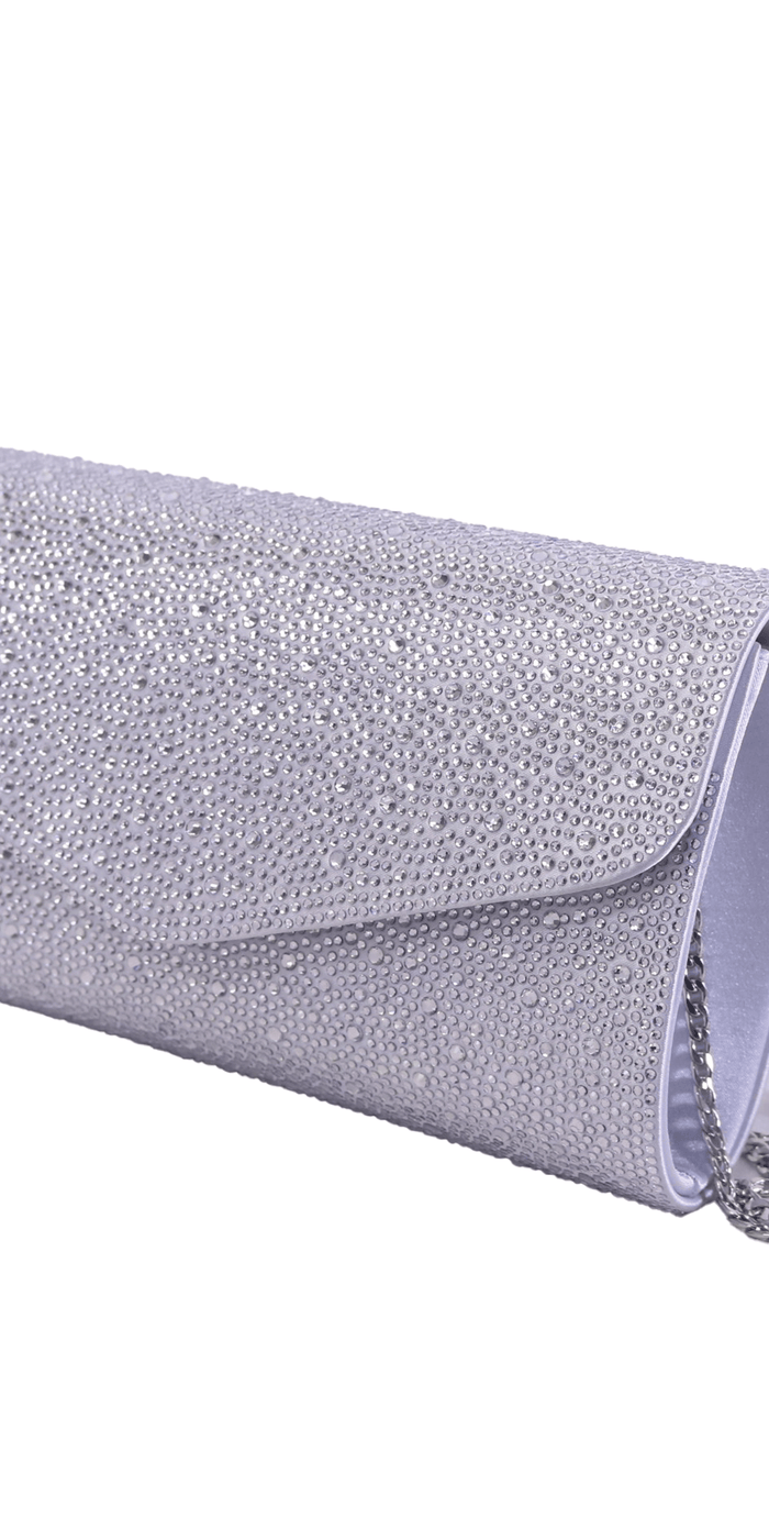 silver/no size/Camille La Vie/Rhinestone Satin 1/2 Flap Handbag /close up