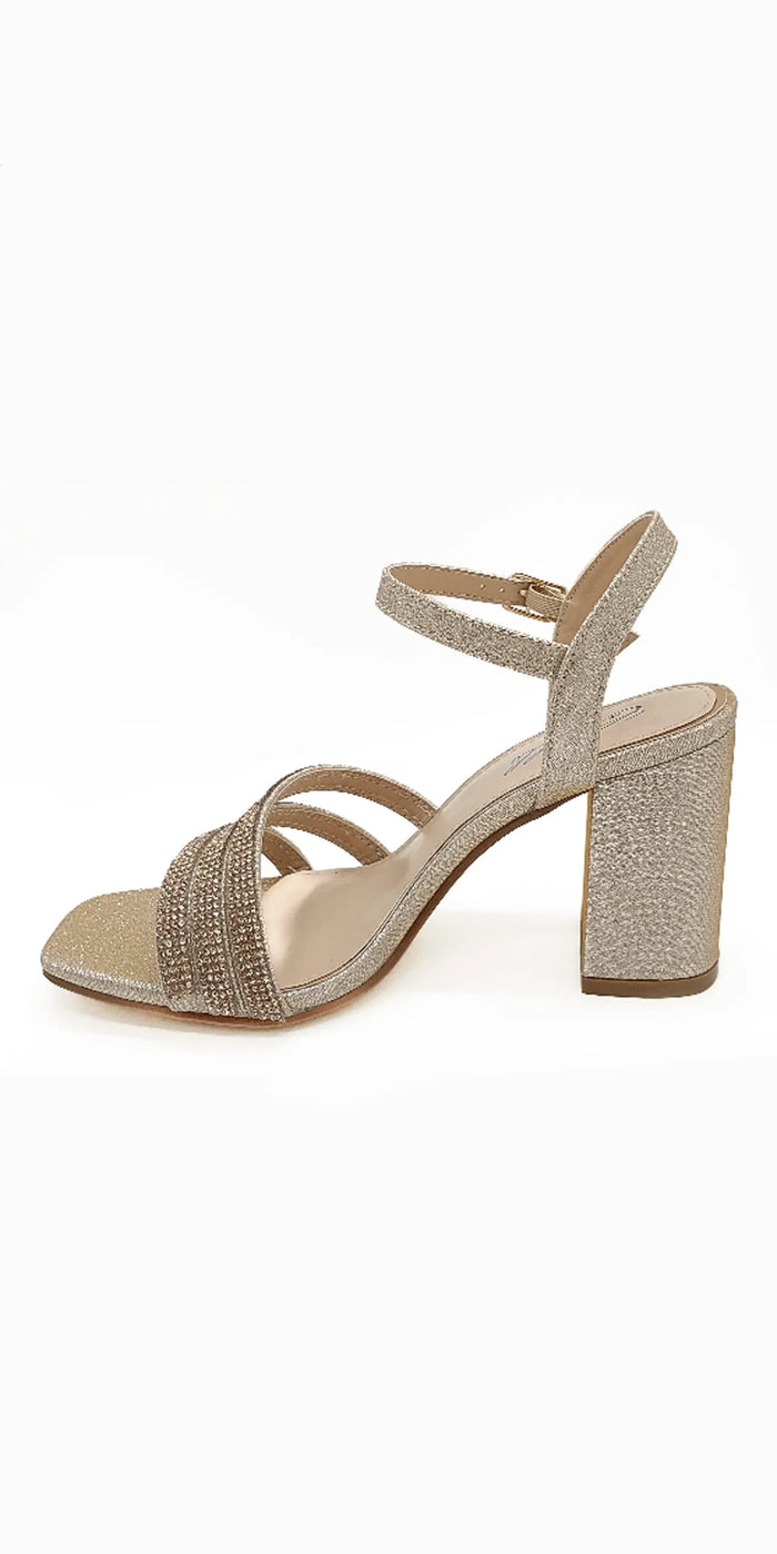 champagne/size/6/ Camille La Vie/Rhinestone Strappy Block Heel Glitter Sandal /left