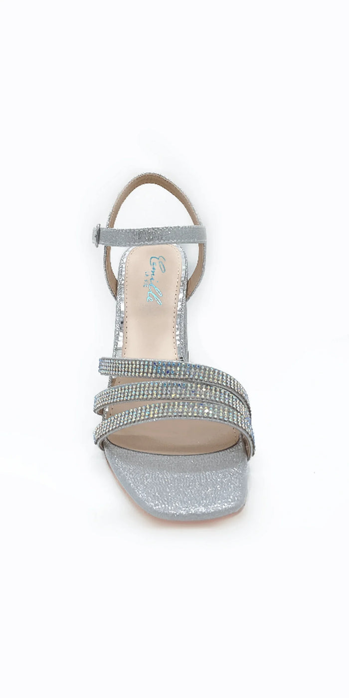 silver/size/6/ Camille La Vie/Rhinestone Strappy Block Heel Glitter Sandal /front