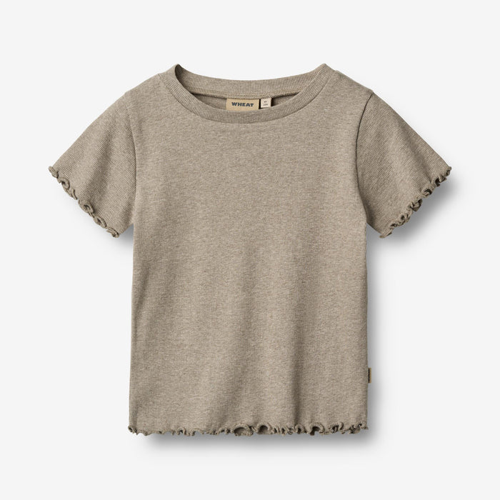 Wheat Main Rib T-shirt S/S Alicia T-Shirt 0072 gravel melange