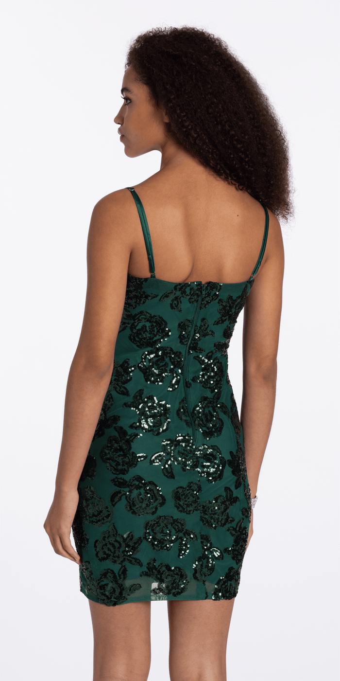 Camille La Vie Rose Sequin Mesh Sweetheart Bodycon Dress
