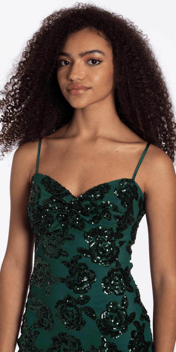 Camille La Vie Rose Sequin Mesh Sweetheart Bodycon Dress
