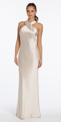 champagne/size/4/missy/Camille La Vie/Satin Halter Column Dress/front