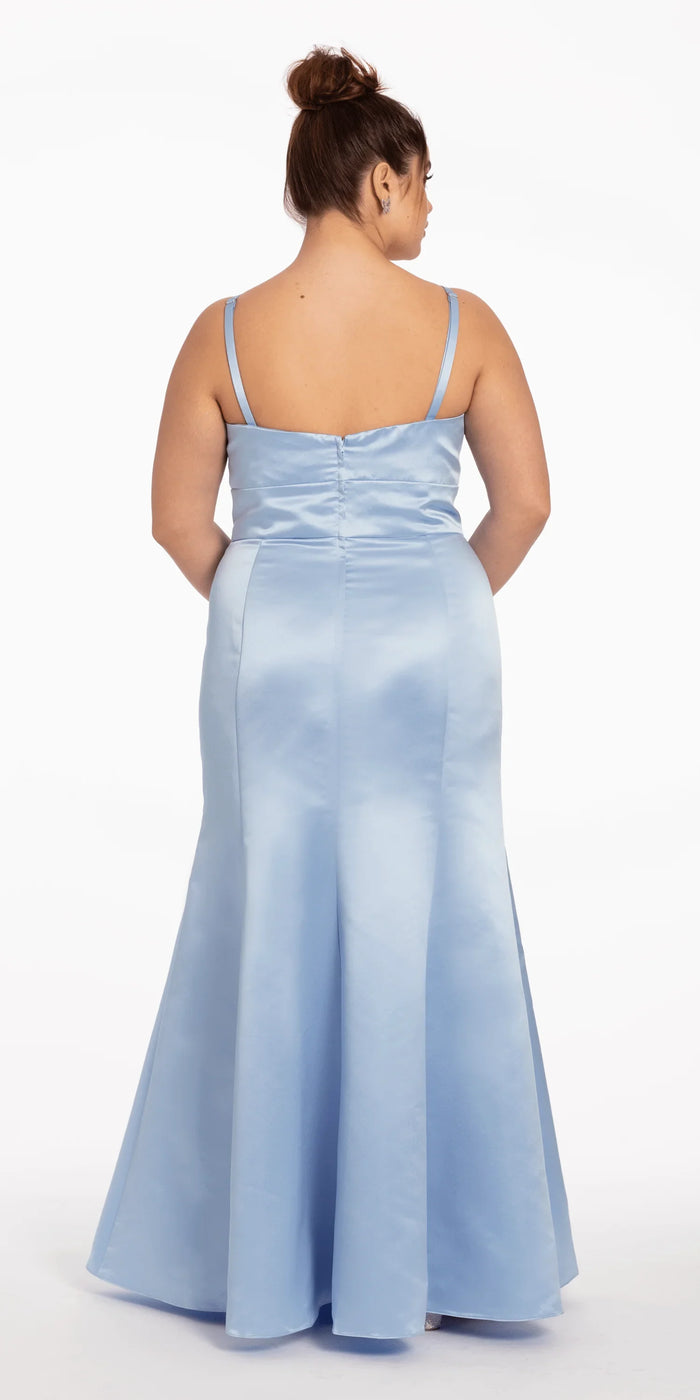 light-blue/size/14/plus/ Camille La Vie/Satin Mermaid Sweetheart Dress/back