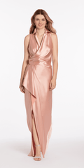 rose/size/4/missy/Camille La Vie/Satin Mock Wrap Shirt Dress with Side Cascade/front