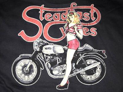 Steadfast Cycles Medium shirt pinup girl Vintage Cafe Racer Mens classic british