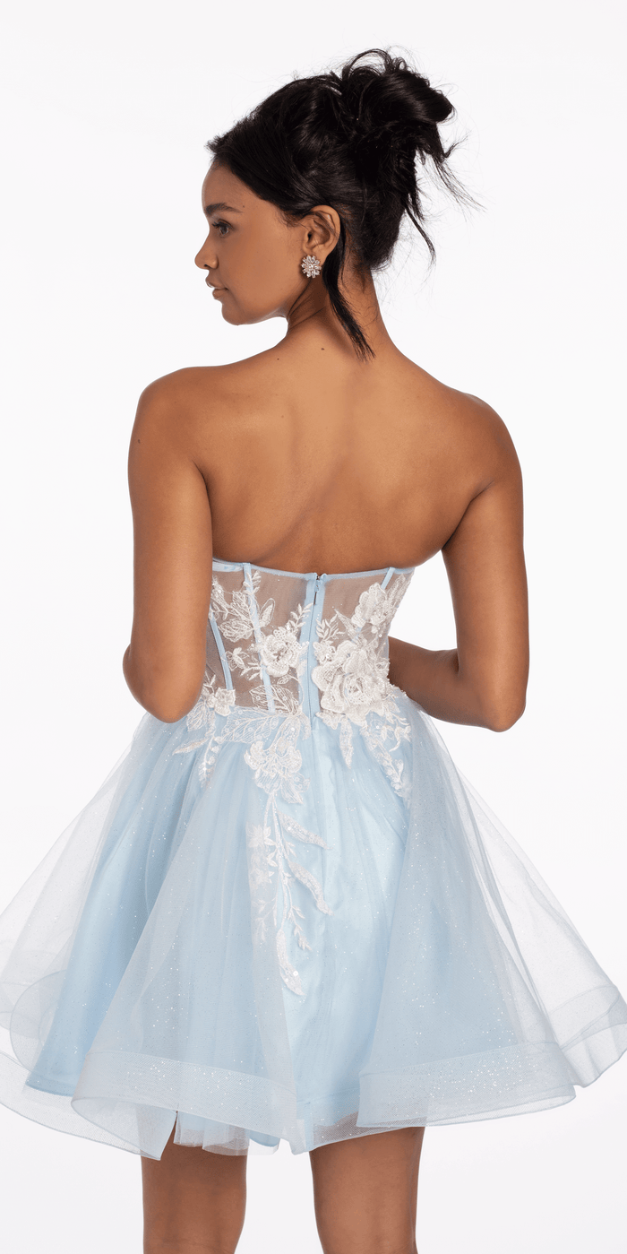 light-blue/size/4/missy/Camille La Vie/Strapless Pearl Embellished Corset Glitter Fit and Flare Dress/back