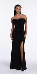 black/size/4/missy/Camille La Vie/Strapless Ruffle Crepe Column Dress with Side Ruffle/front alt