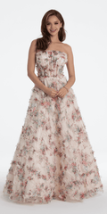 ivory-multi/size/4/missy/Camille La Vie/Strapless Ruffle Floral Print Ballgown/front alt