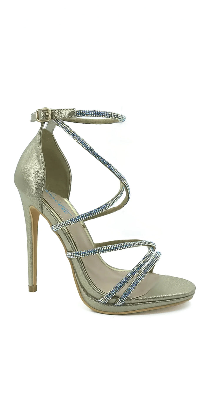 Strappy Rhinestone High Heel Sandal - Camille La Vie