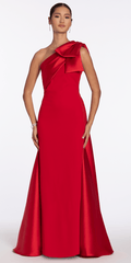 red/size/4/ missy/Camille La Vie/Stretch Crepe One Shoulder Dress with Mikado Cascades/front