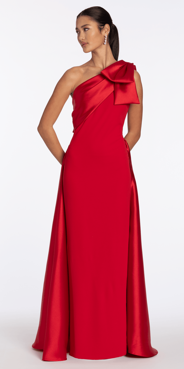red/size/4/ missy/Camille La Vie/Stretch Crepe One Shoulder Dress with Mikado Cascades/front alt