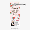 Summer real estate door hanger promoting buying and selling opportunities