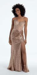 Sweetheart Beaded Corset Trumpet Dress with Sequin Skirt - Camille La Vie