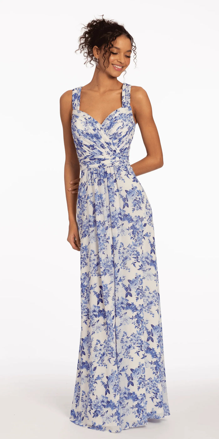 white-blue/size/4/missy/Camille La Vie/Sweetheart Floral A Line Dress with X Back/front