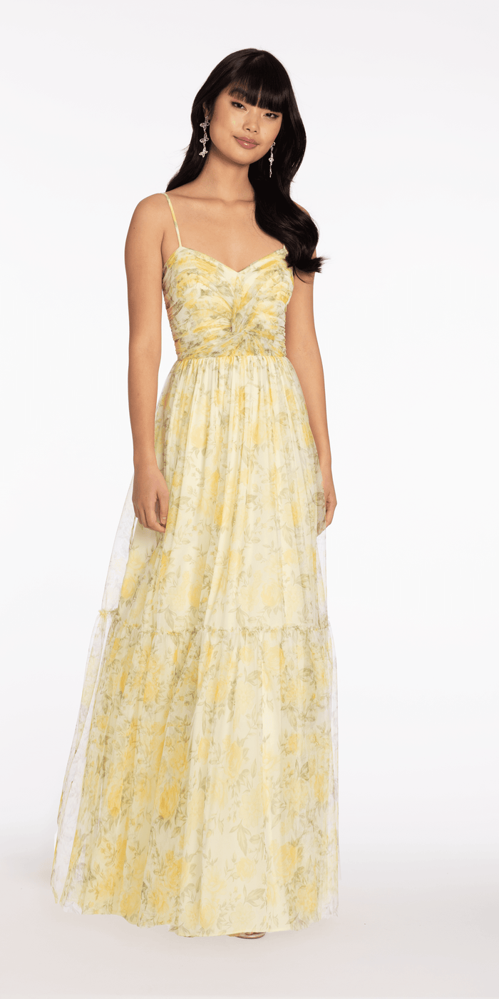 Sweetheart Mesh Floral Print Ballgown - Camille La Vie