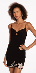 Sweetheart Scuba Sheath Dress with Rhinestone Flower Border - Camille La Vie