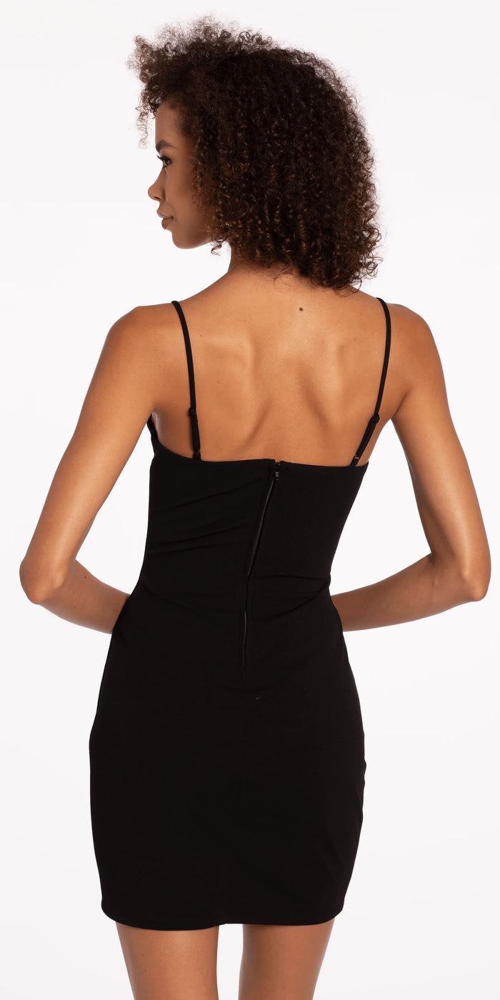 Sweetheart Scuba Sheath Dress with Rhinestone Flower Border - Camille La Vie