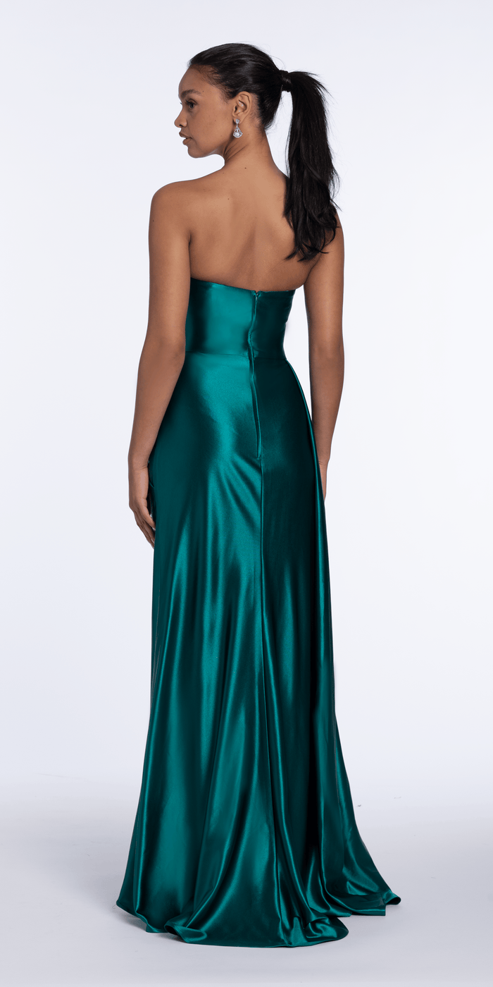 emerald/size/4/missy/Camille La Vie/Sweetheart Sparkle Stretch Satin Column Dress with Side Drape/back