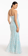 Swirl Pattern Sequin Strapless Mermaid Dress - Camille La Vie