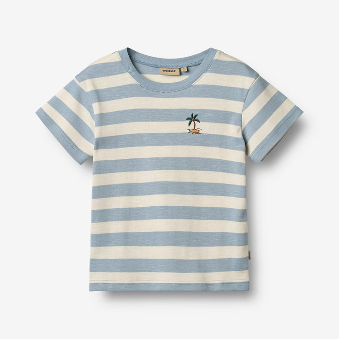 Wheat Main T-shirt S/S Liam T-Shirt 9420 calm blue stripe