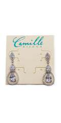 silver/one size/ Camille La Vie/Tear Drop Halo Cubic Zirconia Earrings /side alt