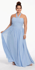 light-blue/size/14/plus/Camille La Vie/Tie Neck Halter Dress/front