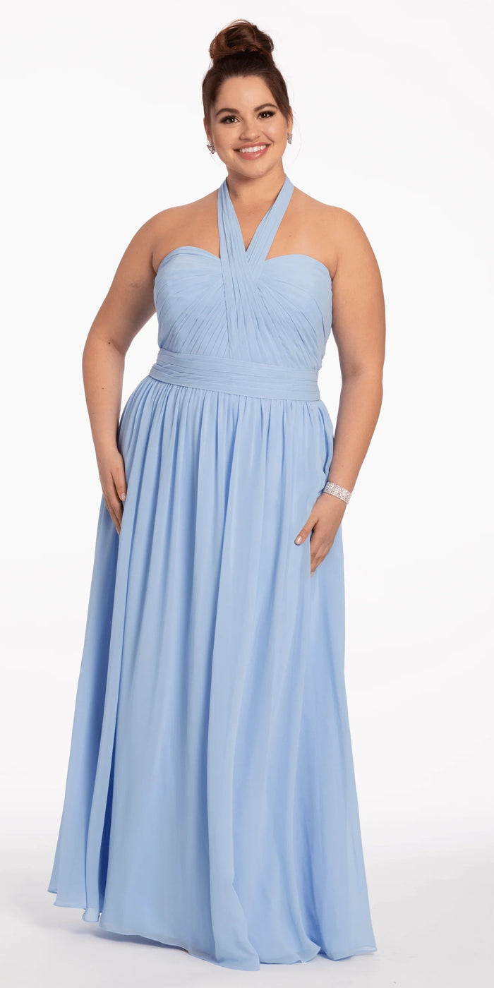 light-blue/size/14/plus/Camille La Vie/Tie Neck Halter Dress/alt