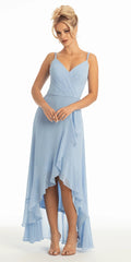 light-blue/size/4/missy/Camille La Vie/Tiered Chiffon Double Strap High Low Dress/front