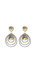 silver/one size/Camille La Vie/Triple Halo Iridescent Rhinestone Earrings /front