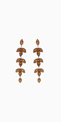 gold/one size/ Camille La Vie/Triple Leaf Linear Drop Earrings /front