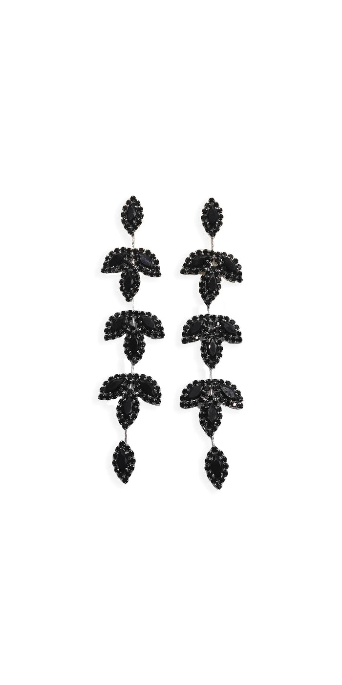 silver/one size/ Camille La Vie/Triple Leaf Linear Drop Earrings /front