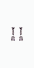silver/ one size/ Camille La Vie/Triple Stone Pear Shape Cubic Zirconia Earrings/front