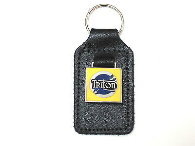 Triton logo key fob chain ring chrome badge Triumph Norton made in England