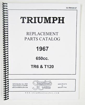 Triumph 1967 650 TR6 T120 Full Parts Book 8.5 x 11 Catalog