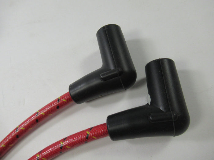 Triumph copper spark plug wires red woven cloth custom wire set T120 TR6 T100 650 500