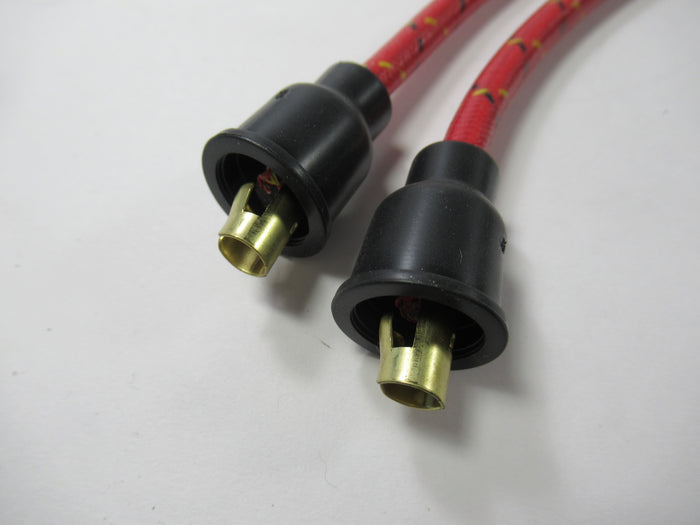 Triumph copper spark plug wires red woven cloth custom wire set T120 TR6 T100 650 500