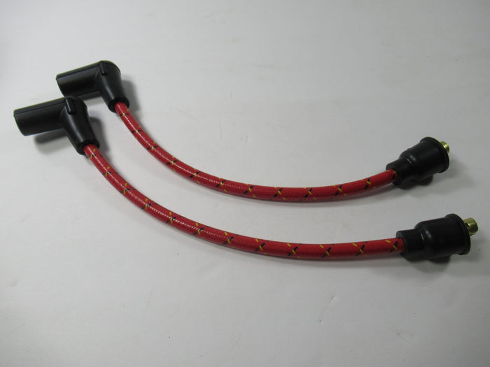 Triumph copper spark plug wires red woven cloth custom wire set T120 TR6 T100 650 500