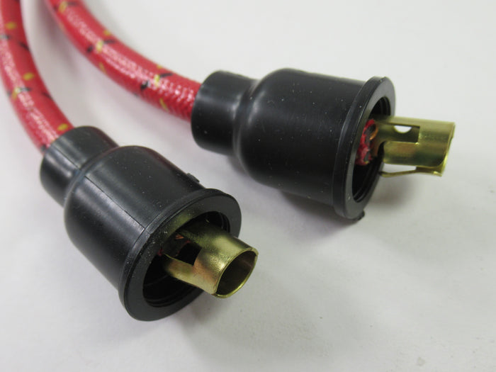 Triumph copper spark plug wires red woven cloth custom wire set T120 TR6 T100 650 500