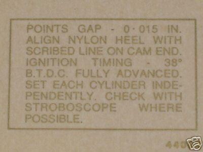 Triumph Norton BSA POINTS GAP BTDC vinyl decal transfer