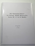 Vincent HRD Worshop Instruction sheets Series B C & D Models