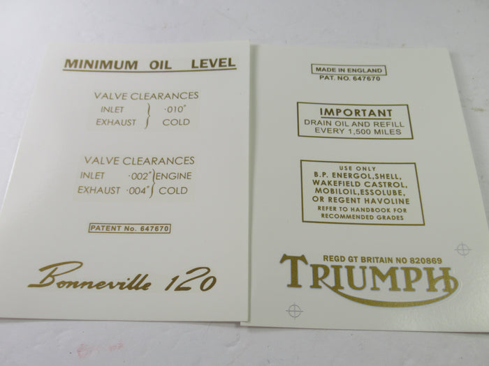 Waterslide decal sheet Triumph pre-unit 650 500 Thunderbird twin gold