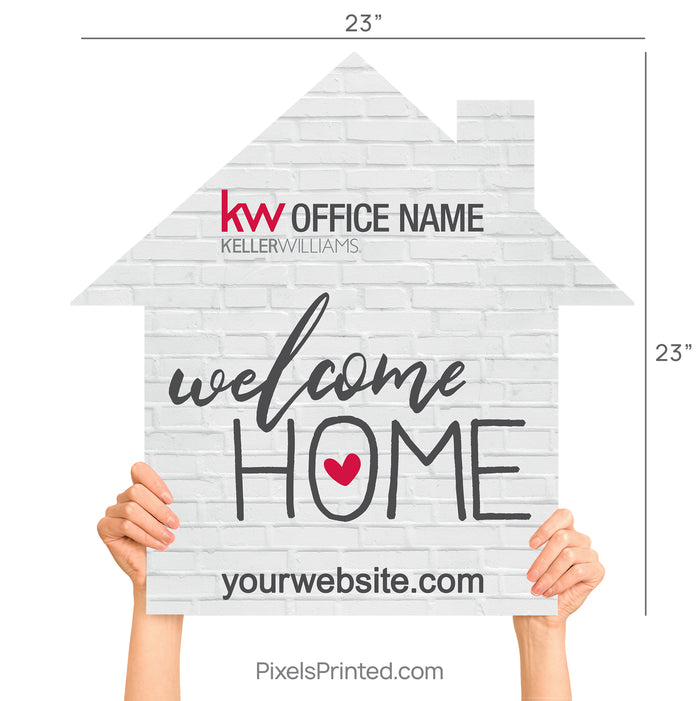 house shaped welcome home realtor closing sign