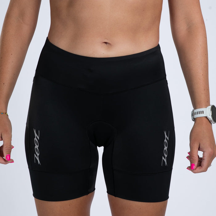 Zoot Sports TRI SHORTS 6" INSEAM Women's Core Tri 6" Fleece Chamois Short - Jet Black
