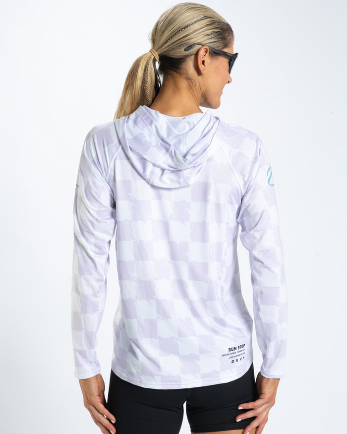 Zoot Sports RUN LONG SLEEVE TEES Women's Ltd Run Sun Stop Hoodie - Checkers