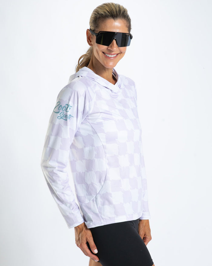 Zoot Sports RUN LONG SLEEVE TEES Women's Ltd Run Sun Stop Hoodie - Checkers
