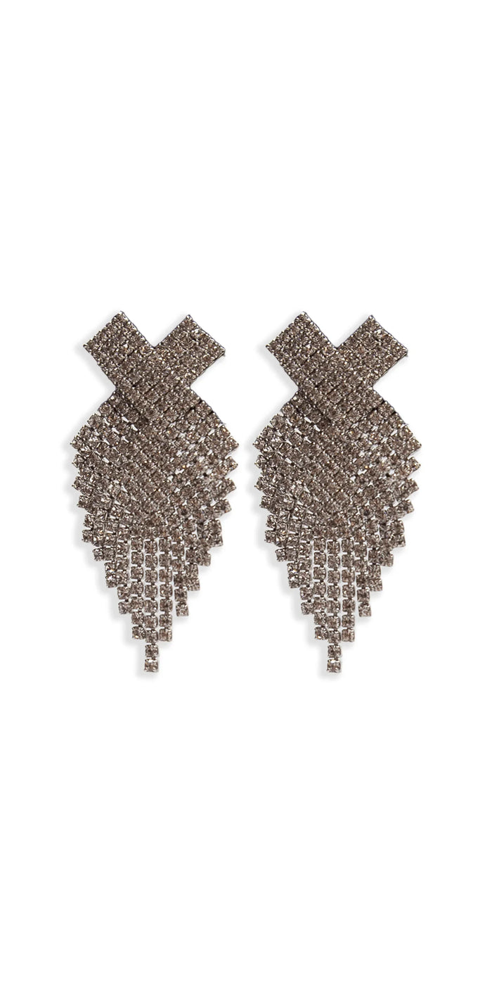 silver/one size/Camille La Vie/X Rhinestone Graduated Earrings /front