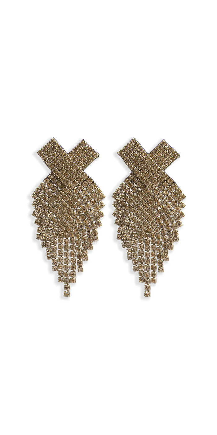 gold/one size/Camille La Vie/X Rhinestone Graduated Earrings /front
